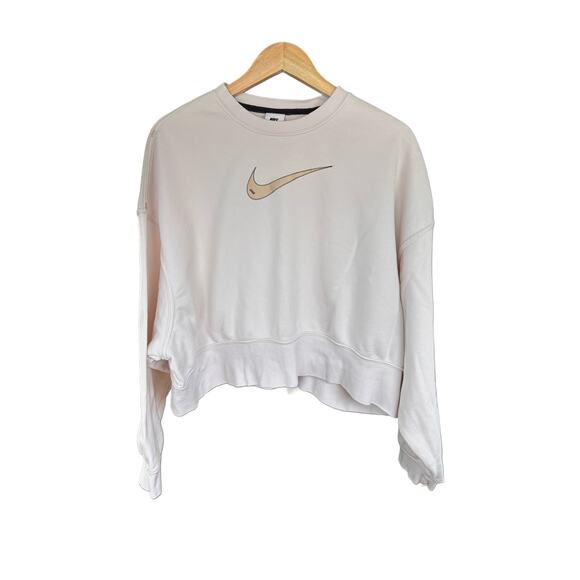 NIKE Women's Cropped Beige Crewneck Sweatshirt - Picture 1 of 7